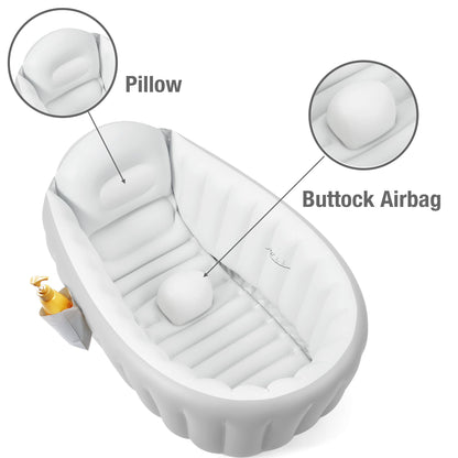PandaEar Inflatable Baby Bathtub Toddler Tub for Shower, Collapsible Portable Bathtub for Kids, Baby Bath Tub 6-12 Months, Travel Baby Bathtub, Blow Up Tub for Baby with Air Pump