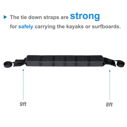 WOOWAVE Kayak Roof Rack Pads Universal Car Roof Rack Soft Premium Surf Crossbars Cross Bars for Surfboard SUP Paddleboard with 2 Waterproof Tie Down Straps and Portable Storage Bag, 33in Long (Pair)