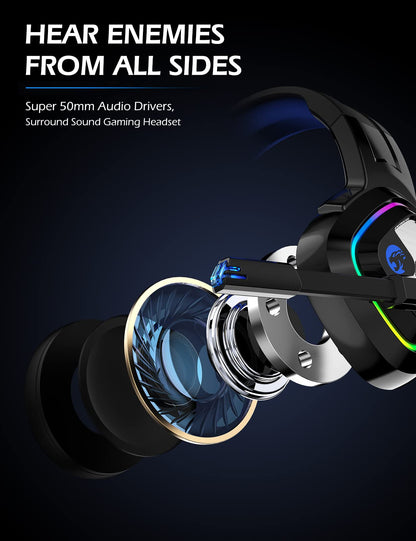 ZIUMIER Gaming Headset for PC, PS4, PS5, Xbox One, Xbox Series S/X, Switch, Noise Canceling Microphone, Stereo Surround Sound, 3.5mm Wired Gaming Headphones