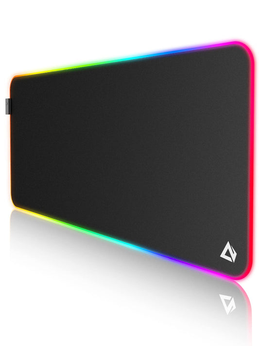 EASEMO Gaming Mouse Pad, RGB Mouse Mat XXL Large (35.4 x 15.75 in) with 7 LED Colors 11 Lighting Modes Waterproof Fabric Surface Non-Slip Rubber Base for PC Laptop Keyboard