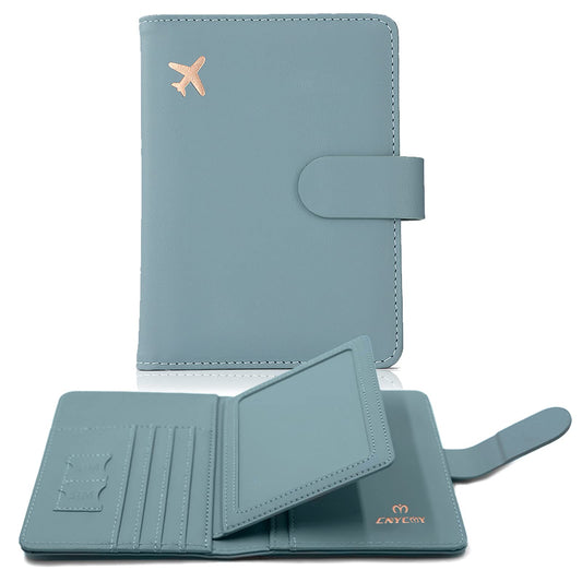 Cnycmy Passport Holder with Airtag,Passport-Wallet-Holder for Women, RFID Passport Holder with Slot Waterproof, PU Leather Travel Passport Case (greyish green)
