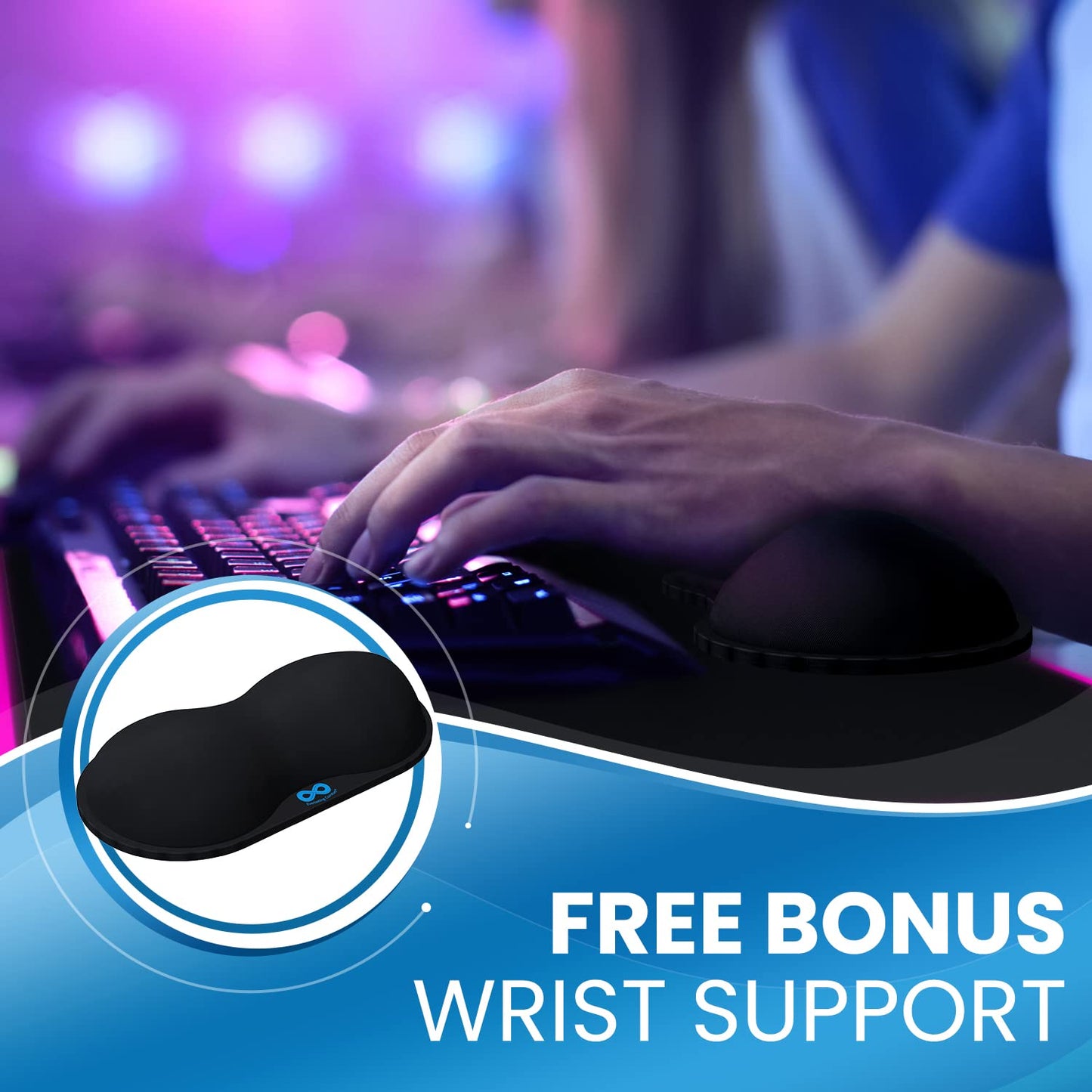 Everlasting Comfort Large Gaming Mouse Pad - Extra Long Desk Pad with Mousepad Wrist Rest- 15 Color Modes with 2 Brightness Levels - RGB Mouse Pad for Gamers - XL, Big, Extended LED Light Mat