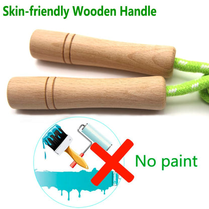 Cotton Jump Rope for Kids - Wooden Handle - Adjustable Cotton Braided Fitness Skipping Rope - Outdoor Fun Activity, Great Party Favor, Exercise Activity, Pack of 2 (Blue+Green)