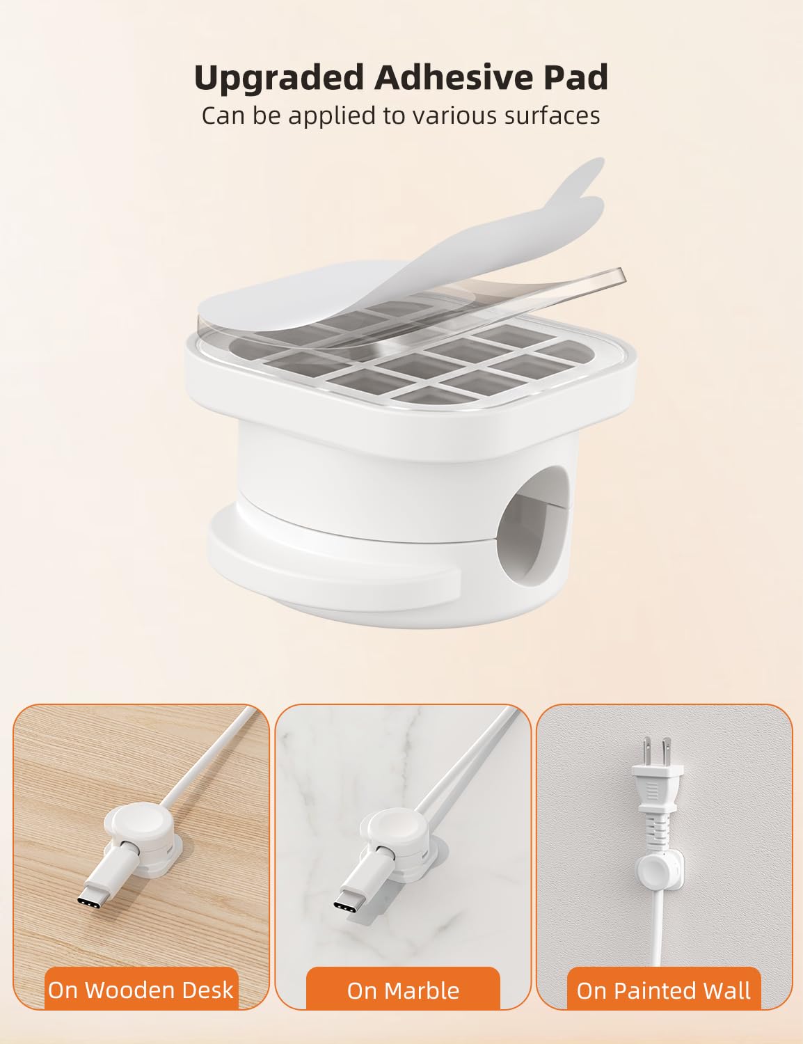 Cord Organizer Holder, 6 Pack Magnetic Cable Clips for Desk Nightstand, Strong Adhesive Phone Cord Holder Charging Clips for Office Home Kitchen Appliances Bedroom Accessories, White