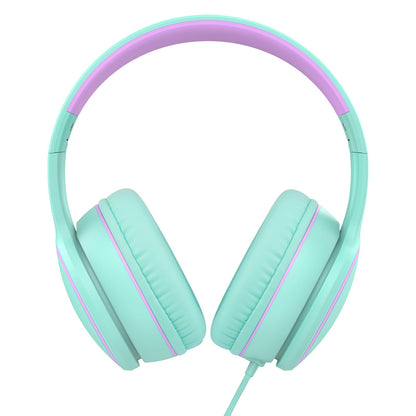 RORSOU R10 Over-Ear Headphones with Microphone Lightweight Folding Stereo Bass Headset with 1.5M No-Tangle Cord Portable Wired Headphones for Smartphone Tablet Computer Green