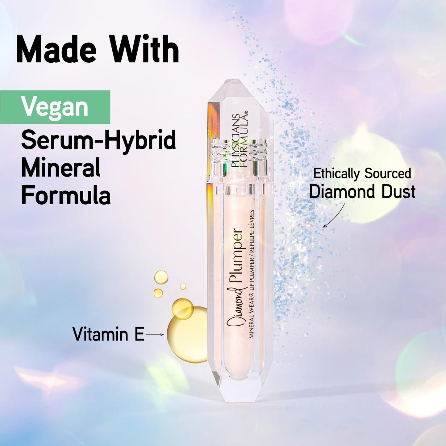 Physicians Formula Mineral Wear Diamond Lip Plumper Gloss, Dermatologist Tested, Diamond Marquise
