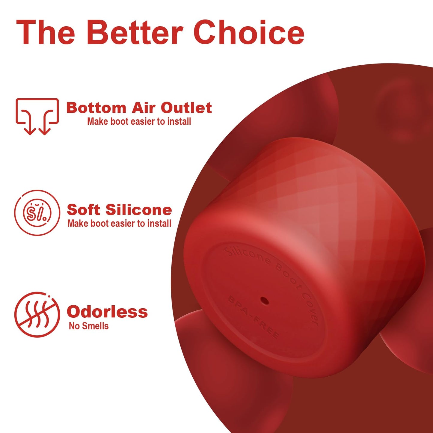 2PCS Silicone Water Bottle Boot for Owala 40 Oz, Anti-Slip Protective Sleeve Bottom Bumper Protector for FreeSip, Twist, and Flip Stainless Steel Water Bottles (Dark Red)