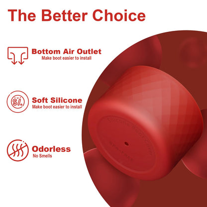 2PCS Silicone Water Bottle Boot for Owala 40 Oz, Anti-Slip Protective Sleeve Bottom Bumper Protector for FreeSip, Twist, and Flip Stainless Steel Water Bottles (Dark Red)