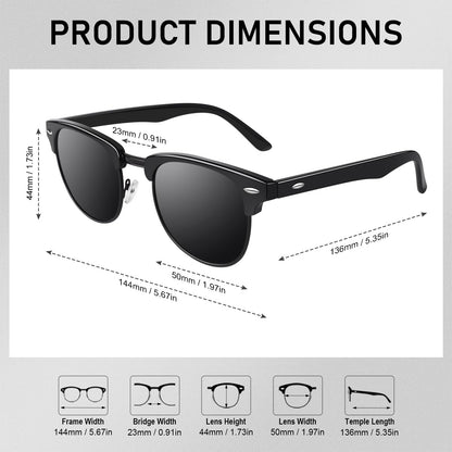 GQUEEN Classic Horn Rimmed Semi Rimless Polarized Sunglasses for Men Women GQO6
