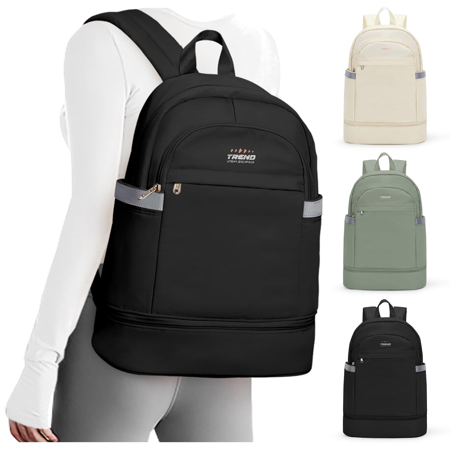 coofay Black Gym Backpack For Women Men Travel Backpack With Shoe Compartment Waterproof Sports Backpack Gym Bag Dance Backpack For Dancers