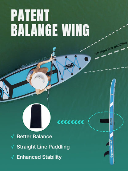 Niphean (Extra Large) Inflatable Paddle Board, SUP for 2+1 People/Family, Stand Up Paddle Board with (Beginner Friendly), Waterproof Phone Pouch, Paddle Boards for Adults, Gift Ideas