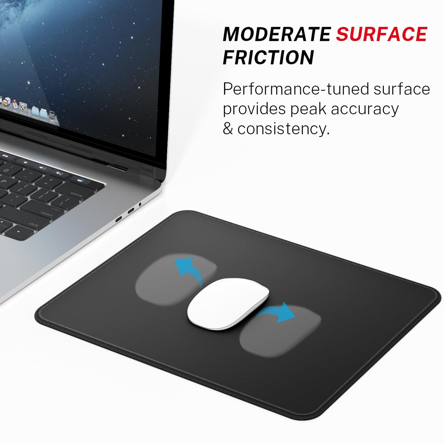 MROCO Large Gaming Mouse Pad [50% Larger] with Non-Slip Rubber Base, Premium-Textured & Waterproof Mousepad with Stitched Edges, Mouse Pads for Computers, Gamer, Office & Home, 14 x 11in, Black