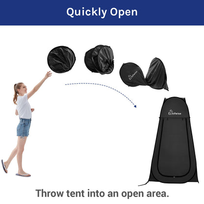 Wolfwise Pop Up Changing Tent for Beach, Camping Portable Shower Tents, Outdoor Privacy Bathroom, Change Dressing Clothes Porta Potty Tent Pop Up Instant for Camp, Toilet, Black