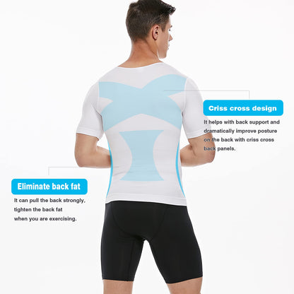 Men's Slimming Body Shaper Vest Undershirt Abs Abdomen Slim Tank Top White