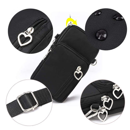 Outdoor Sweat-Proof Running Armbag Cross-Body Shoulder Casual Wallet Purse Crossbody Bag Gym Fitness Cell Phone Key Holder for iPhone 13 12 Pro Max Xs Max/Xr,Galaxy Note 10, P30 Pro,Black
