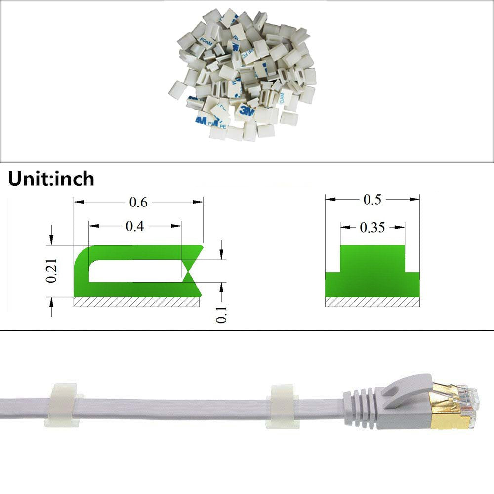 Coopache Ethernet Cable Clips Adhesive, Wire Clips Holder, Self Adhesive Wire Clips Management for Home and Office (100 Pieces) (White)