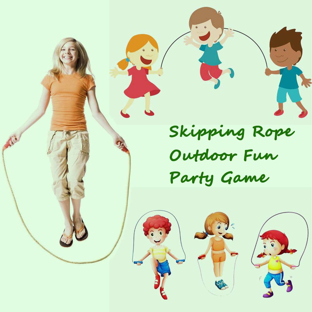 Cotton Jump Rope for Kids - Wooden Handle - Adjustable Cotton Braided Fitness Skipping Rope - Outdoor Fun Activity, Great Party Favor, Exercise Activity, Pack of 2 (Blue+Green)