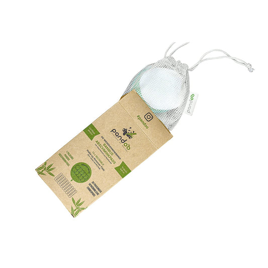 Pandoo 10 reusable make-up pads made of bamboo and cotton, washable, make-up remover, Less Waste Extremely soft, perfect for face cleansing and baby