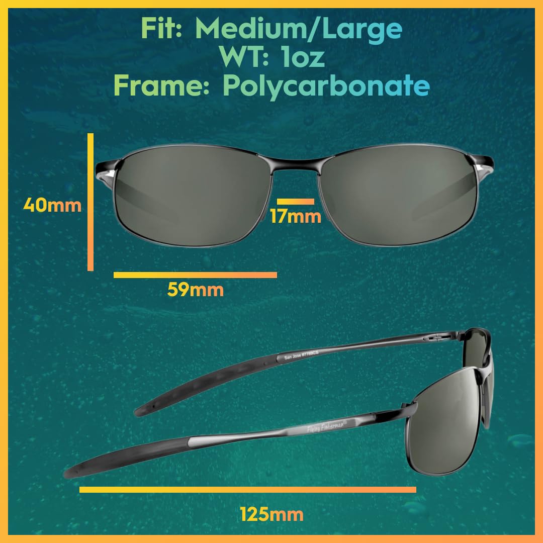 Flying Fisherman San Jose Polarized Sunglasses with AcuTint UV Blocker for Fishing and Outdoor Sports, Gunmetal Frames/Smoke Lenses