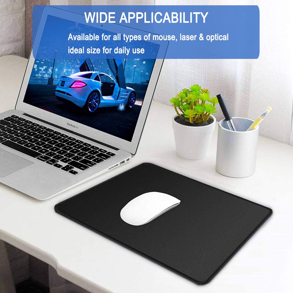 Mouse Pad, Large Gaming Mouse Pad with Double Stitched Edges, 14.9 x 11.7 inches Premium-Textured & Waterproof Mousepad, Nonslip Natural Rubber Base Mouse pad for Laptop,Computer, Office, Black