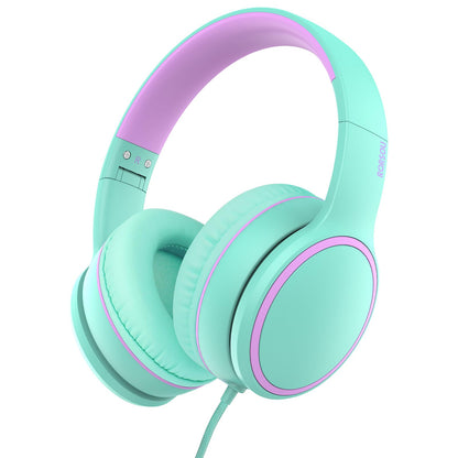 RORSOU R10 Over-Ear Headphones with Microphone Lightweight Folding Stereo Bass Headset with 1.5M No-Tangle Cord Portable Wired Headphones for Smartphone Tablet Computer Green