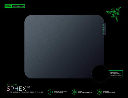 Razer Sphex V3 Hard Gaming Mouse Mat: Ultra-Thin Form Factor - Tough Polycarbonate Build - Adhesive Base - Small