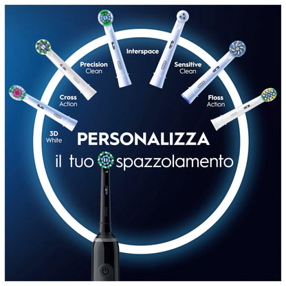 Oral-B PRO 3 3500 Electric Toothbrush/Electric Toothbrush, 2 Replacement Brushes, with 3 Cleaning Modes and Visual 360° Pressure Control for Dental Care, Travel Case, Gift Man/Women, Black
