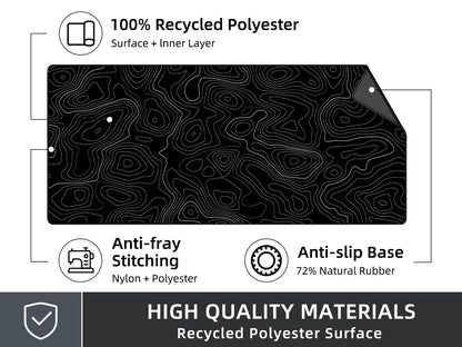 Rinaze Extra Large Gaming Mouse Pad with Black Topographic, XXL Mousepad, Big Mouse Mat Desk Pad, Non Slip Keyboard Pad for Gaming Computer Laptop PC Office Desk Accessories