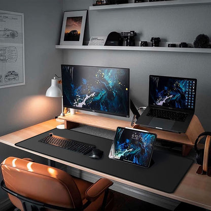 ETZ Large Gaming Mouse Pad 31.5 x 11.8 × 0.12 in,with Stitched Edges,Extended Mousepad,Durable Non-Slip Natural Rubber Base,Washable Keyboard Pad, (Black Mouse Pad (80 * 30)-XIU)