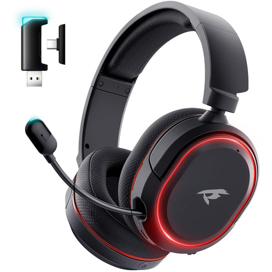 Wireless Gaming Headset， 7.1 Surround Sound， 2.4Ghz USB Gaming Headphones Bluetooth 5.4,100-Hr Noise Canceling Mic RGB Light, Wireless Headset for PC PS5 PS4 Mac Switch，ONLY Wired Mode Suit for Xbox