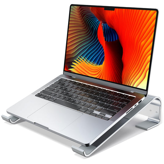MOKURU Laptop Stand for Desk, Aluminum Laptop Riser, Ergonomic Computer Stand Compatible with for MacBook Pro/Air, Dell, HP, Lenovo, 10-17.3'' (Silver)
