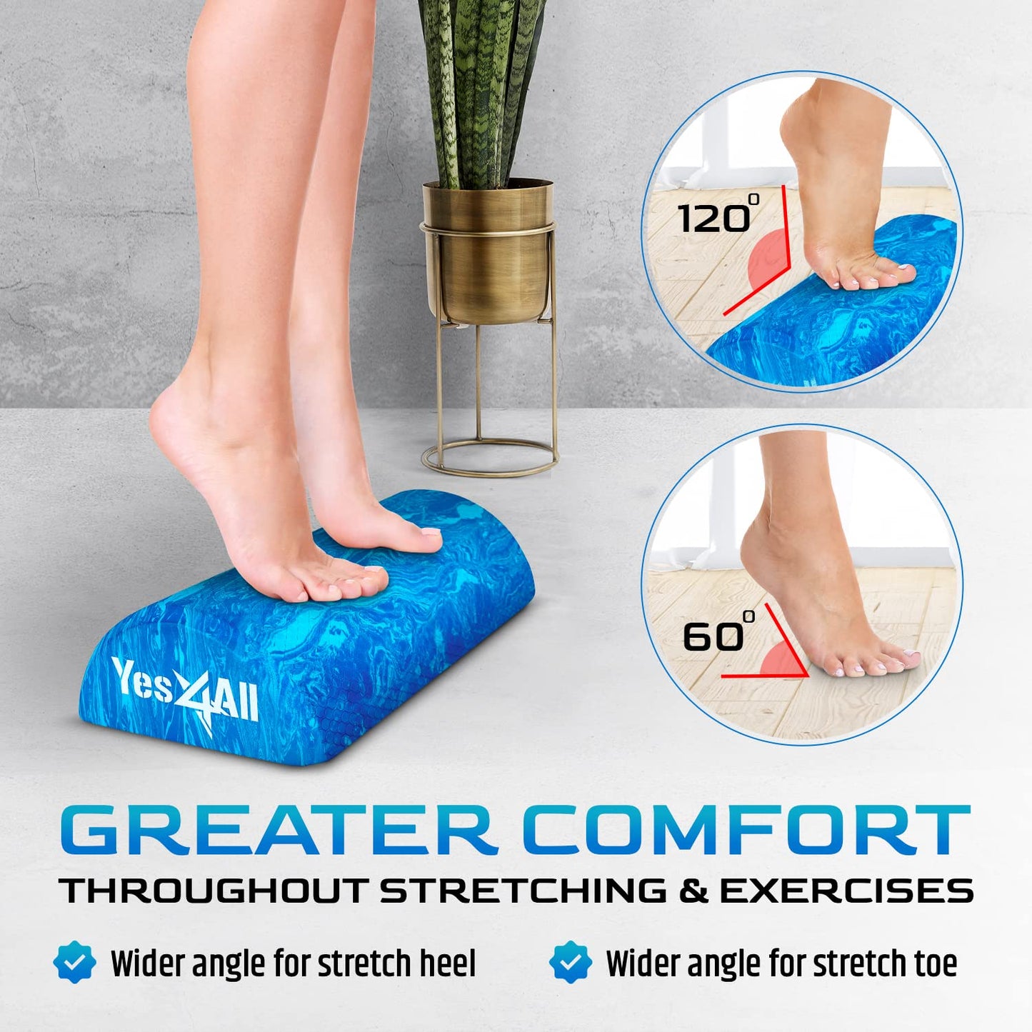 Yes4All EVA Firm Foam Roller for Physical Therapy Half Yoga Back Roller for Muscle Massage, Back Pain Relief - 12 in - Blue