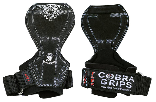 2018 Cobra Grips Flex Model Weight Lifting Gloves Heavy Duty Straps Alternative Power Lifting Hooks Best for Deadlifts with Padded Wrist Wrap Support Bodybuilding (Medium, Black Leather)