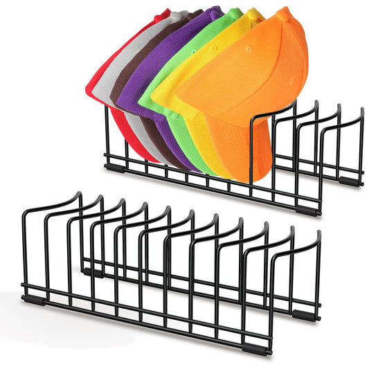 2 Pack Hat Stand for Baseball Caps, Ginyoyo No Install Hat Organizer for 20 Baseball Caps, Tabletop Hat Rack Stand with Anti-slip Pads, Hat Holder Hat Display for Closet, Desktop, Dresser,Office-Black