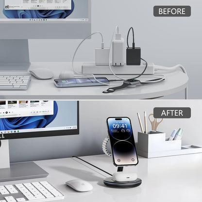 2025 3 in 1 Charging Station for Apple iPhone AirPods Watch with Mag-Safe Charger Wireless Charger Stand for iPhone 16 15 14 13 12 Series AirPods iWatch Series - Gifts for Wife & Husband