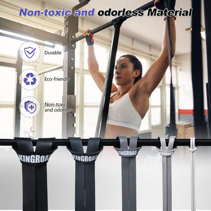 Resistance Band Pull Up Assistance Bands,Set of 5 Resistance Heavy Duty Exercise Stretch Fitness Bands for Stretching Power Lifting Workout Training with Instruction Guide (Black Set of 5)