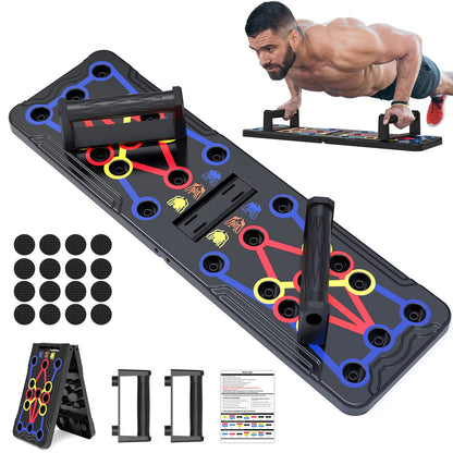 Push Up Board, Hinsarcd Foldable Multi-Function 30 In 1 Push Up Bar Chest Muscle Exercise Professional Protable Homeworkout Equipment Pushup Board Fitness Burn Fat Strength Training for Men & Women