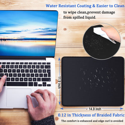 Mouse Pad, Large Gaming Mouse Pad with Double Stitched Edges, 14.9 x 11.7 inches Premium-Textured & Waterproof Mousepad, Nonslip Natural Rubber Base Mouse pad for Laptop,Computer, Office, Black