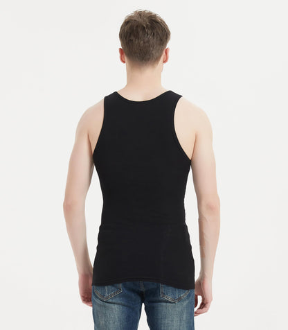 Comfneat Men's 6-Pack A-Shirts Tight Fit Tank Tops Cotton Spandex Undershirts (Black 6-Pack, XXL)