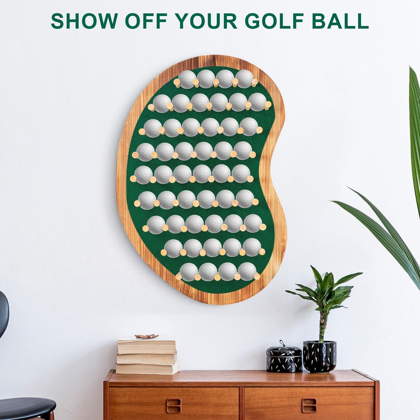 40 Golf Ball Collection Display Rack Cabinet Holder Case Wall Mount - Golf Gifts for The Golf Enthusiast - Golf Display Box Unique Putting Green Shape