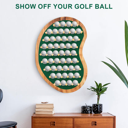 40 Golf Ball Collection Display Rack Cabinet Holder Case Wall Mount - Golf Gifts for The Golf Enthusiast - Golf Display Box Unique Putting Green Shape