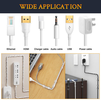 SOULWIT 50 Pcs Self Adhesive Cable Management Clips, Cable Organizers Sticky Wire Clips Cord Holder for TV PC Laptop Ethernet Cable Desktop Home Office (Transparent)