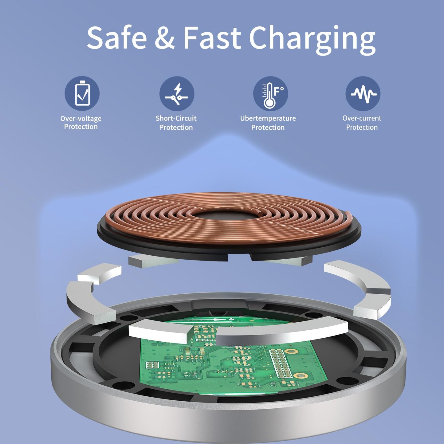 2 Pack Wireless Charger for Magsafe Charger, HYDGYC iPhone Magnetic Charger Pad for 16 Pro Max/16 Pro/16 Plus/16/15/15 Pro/15 Plus/15 Pro Max/14/13/12/AirPods 3/2/Pro 2/Pro(Silver-2 Packs)