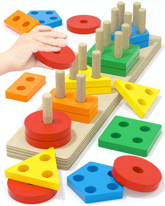 Yetonamr Montessori Toys for 1 2 3 Years Old Boys Girls Birthday Gifts, Wooden Sensory Toys for Ages 2-4 Kids Baby, Toddler Learning Toy Activities Puzzles Ages 1-3