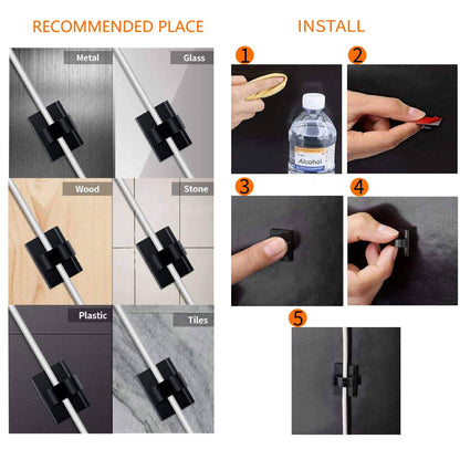 SAISN Adhesive Clips Strong Wire Holders 100 Pack Self-Adhesive Wire Clip Cable Cord Desk Management for Office Home and Car