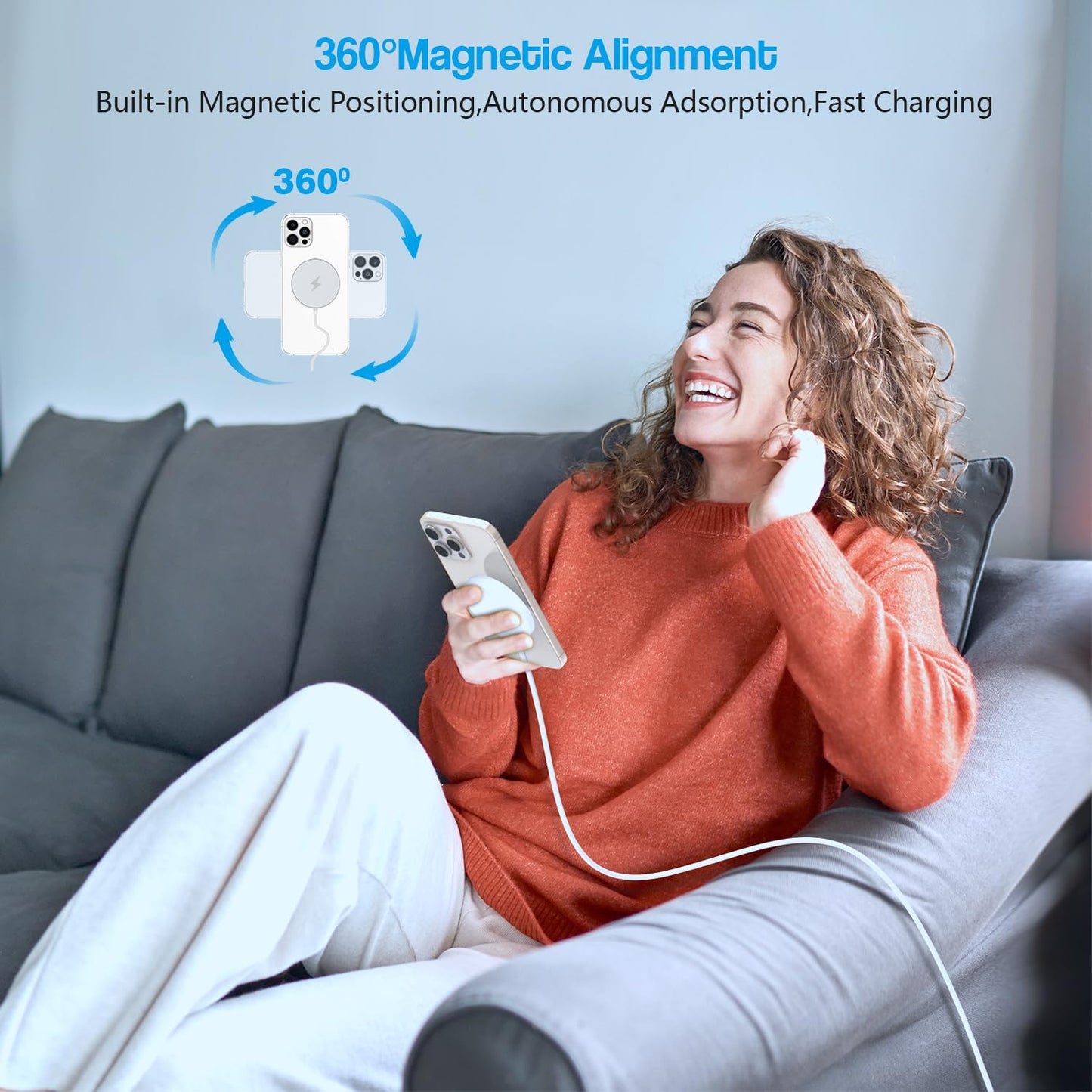 10FT Magnetic Wireless Charger,15W Fast Apple Mag-Safe Charger for iPhone 16/15 PD with USB C Apple Fast Charging Block 10 Foot Quick Charge for iPhone 16/16 Pro/Pro Max/15/14/13/12/11/AirPods 3/2/Pro
