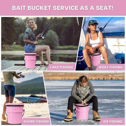 5 Gallon Bucket Seat for Yeti Bucket Only, Swivel Bucket Lid with Padded Top for Cozy Sitting, Bucket Seat Cushion for Outdoor Fishing,Hunting,Gardening,Camping,Car Washing, Softball Training