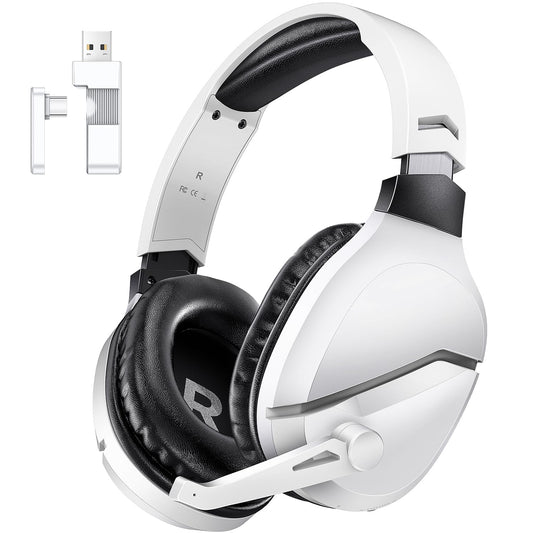 WolfLawS Wireless Gaming Headset with Noise Canceling Microphone for PS5, PC, PS4, 2.4G/Bluetooth Gaming Headphones with USB and Type-c Connector, Wired Mode for Controller Gamecube