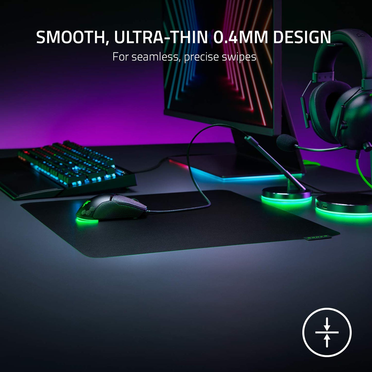 Razer Sphex V3 Hard Gaming Mouse Mat: Ultra-Thin Form Factor - Tough Polycarbonate Build - Adhesive Base - Small