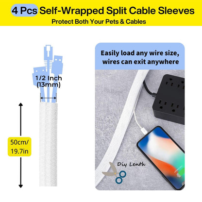 [313Pcs] Cable Management Kit, 67 Adhesive Cable Clips, Topavatop Desk Cord Organizer, 22 Reusable Cable Strap, 4 Cable Sleeve Split, 200 Nylon Cable Zip Ties with 20 Mounts for TV Office Home, White